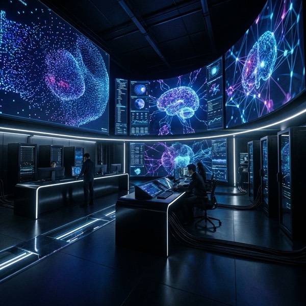 Touch panels with data visualization in a high-tech room